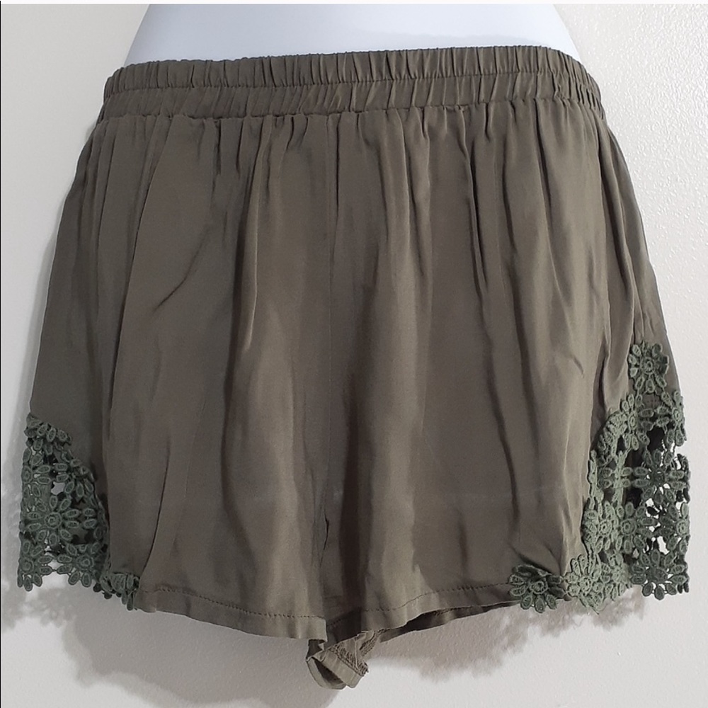 LF crochet olive green shorts